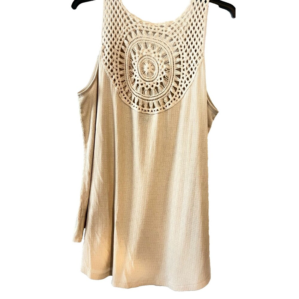 Torrid Women's Crochet Geometric Cream Color Tank Top Size 3